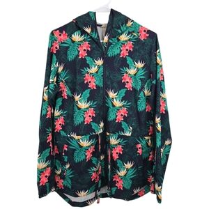 Duluth Trading Pier Genuis Tropical Print Hooded Shirt Jacket Size Small Women's